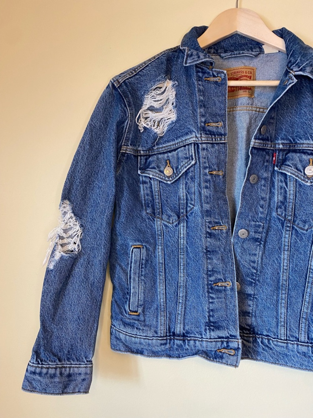 Levi's Distressed Blue Denim Trucker Jacket